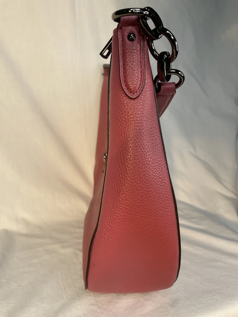Coach Chelsea Pebbled Leather Hobo Bag in Rose Pink/Pewter F58036